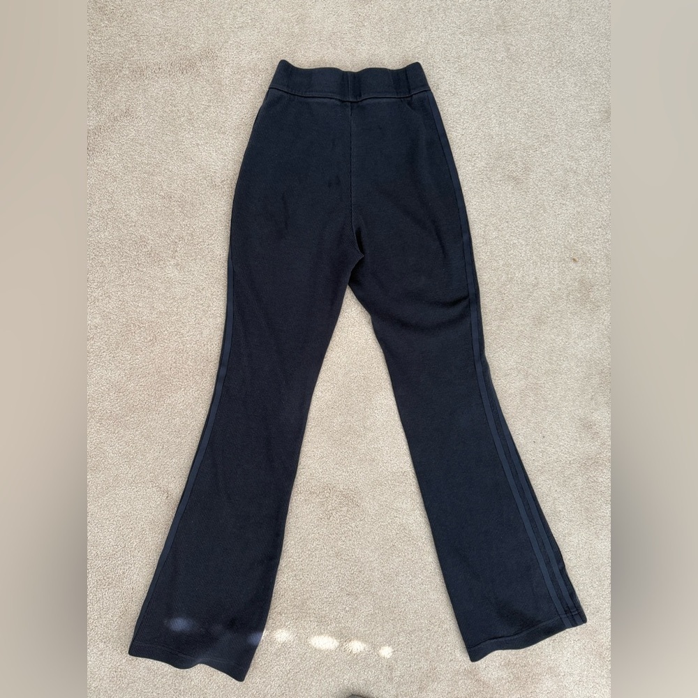 Adidas navy ribbed flare pant - Picture 2 of 5